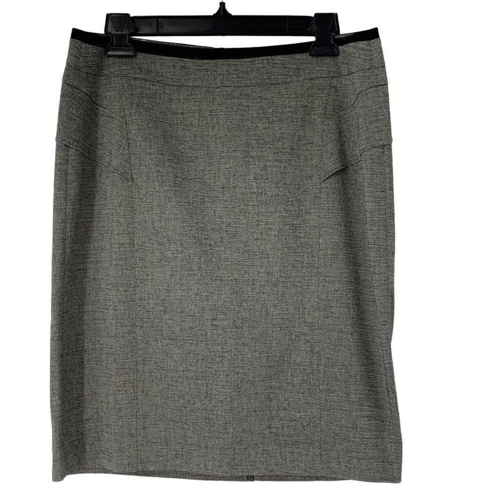 Viki Designer Skirt Womens Short Size 8 Heather Black Pencil Slit Office 4023
